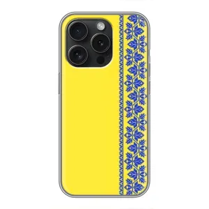 Силиконовый Чехол на iPhone 16 Pro (Вышиванка на желтом)
