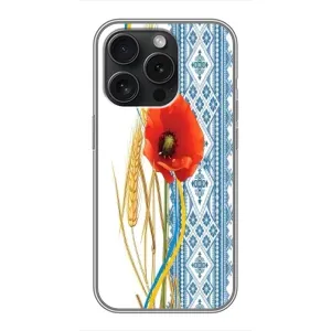 Силиконовый Чехол на iPhone 16 Pro с картинкой Вышиванки (Вышиванка с цветком)