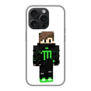 Чехлы для iPhone 16 Pro (Персонажи Майн Крафт) (Зеленый мальчик)