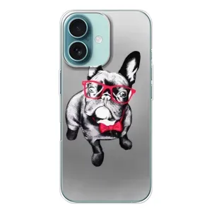 Чохол (ТПУ) Милі песики для iPhone 16 (Бульдог в окулярах)