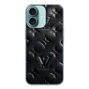 Текстурный Чехол Louis Vuitton для Айфон 16 (Черный ЛВ)