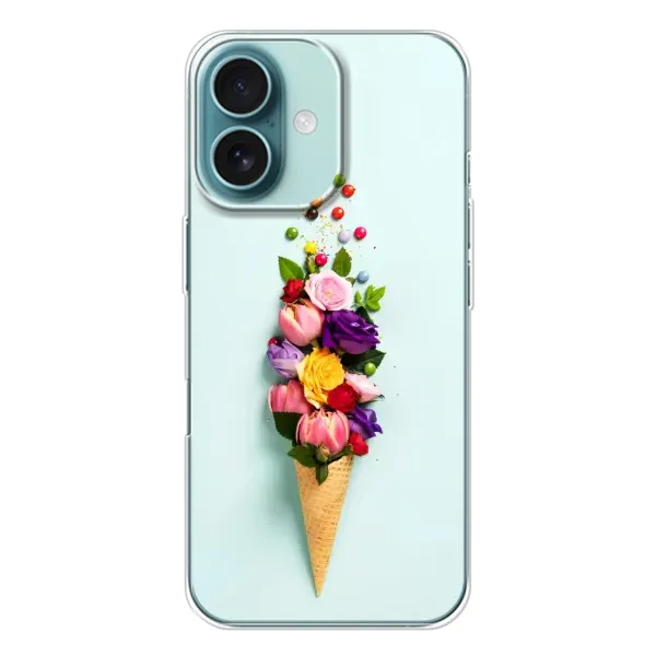 Чехол с рисунком «Цветок-мороженное» для iPhone 16 Чехол с рисунком «Цветок-мороженное» для iPhone 16