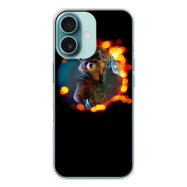 Чехол с рисунком «Енот Ракета» для iPhone 16