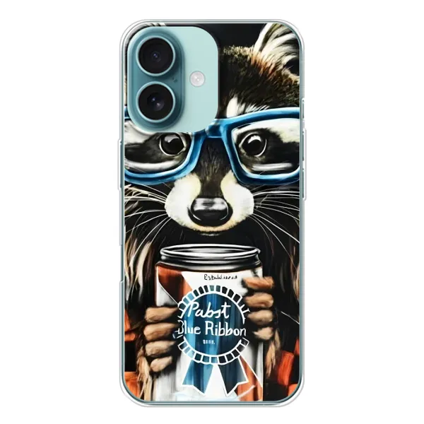 Чехол с рисунком «Енот в очках» для iPhone 16 Чехол с рисунком «Енот в очках» для iPhone 16