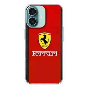 Силиконовый бампер с картинкой машины на iPhone 16 (Ferrari Logo)