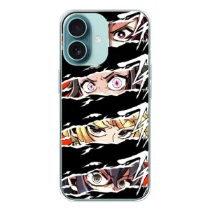 Силиконовые чехлы с глазами Anime для Айфон 16 (Глаза на чорном)