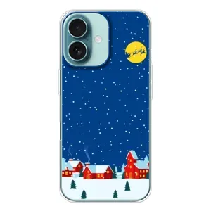 Силиконовый бампер на рождество для iPhone 16 (Город в снегу)