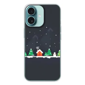 Силиконовый бампер на рождество для iPhone 16 (Город зимний)
