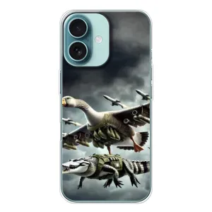 Чехол с мемами тралалело тралала для iPhone 16 (Гусини и крокодило)