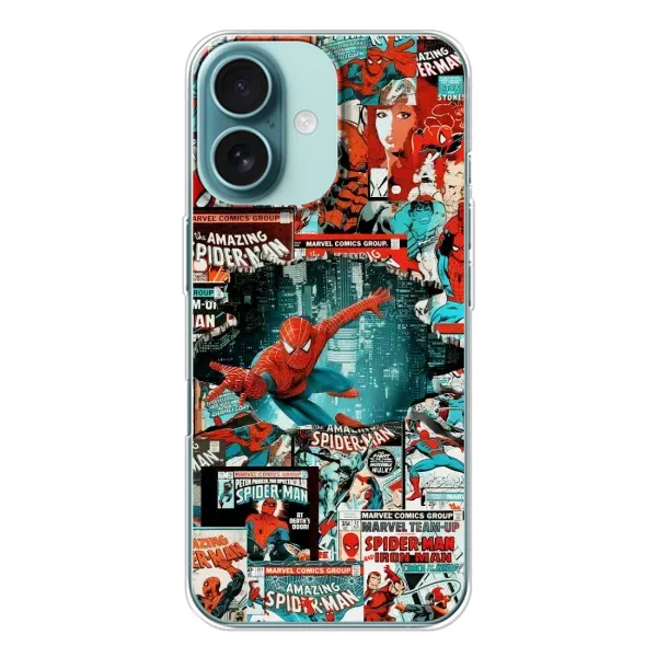 Чехол с рисунком «Комиксы Человек Паук» для iPhone 16 Чехол с рисунком «Комиксы Человек Паук» для iPhone 16
