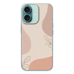 Чехол цветочный дизайн для iPhone 16 (Коричневый фон)