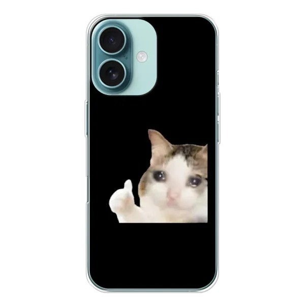 Чехол с рисунком «Кот в слезах» для iPhone 16 Чехол с рисунком «Кот в слезах» для iPhone 16