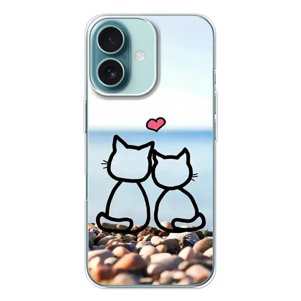 Чехол с рисунком «Котейки» для iPhone 16 Чехол с рисунком «Котейки» для iPhone 16
