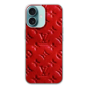 Текстурный Чехол Louis Vuitton для Айфон 16 (Красный ЛВ)