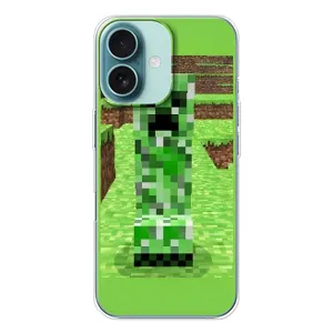 Чехлы для iPhone 16 (Персонажи Майн Крафт) (Крипер 2)