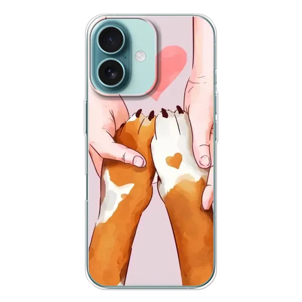 Чехол с рисунком «Любовь к собакам» для iPhone 16 Чехол с рисунком «Любовь к собакам» для iPhone 16
