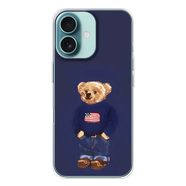 Чехол с рисунком «Мишка USA» для iPhone 16 Чехол с рисунком «Мишка USA» для iPhone 16