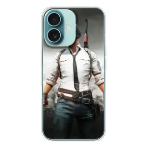 Силиконовый чехол с картинкой "Герой Pubg" на iPhone 16 (Пабг)