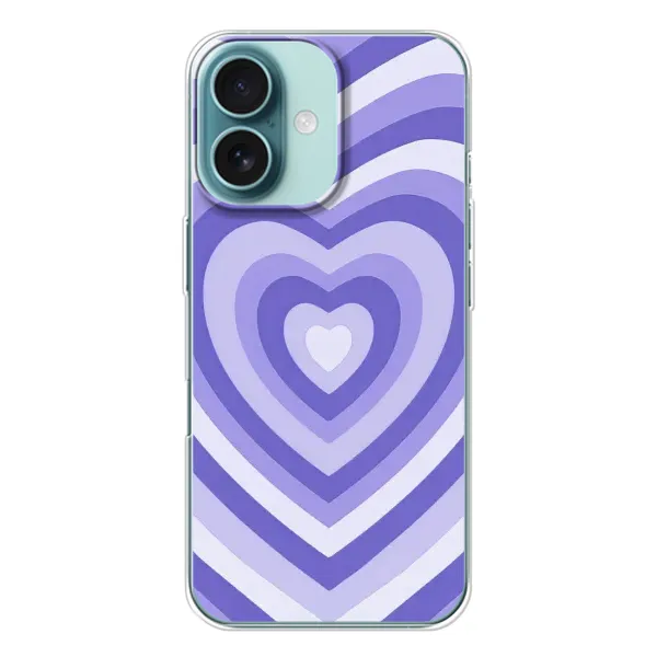 Чехол с рисунком «Сердце фиолет» для iPhone 16 Чехол с рисунком «Сердце фиолет» для iPhone 16