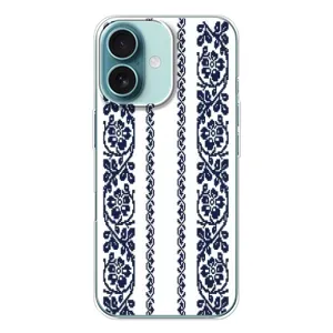 Силиконовый Чехол на iPhone 16 с картинкой Вышиванки (Синяя вышиванка)