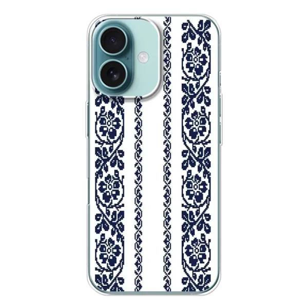 Чехол с рисунком «Синяя вышиванка» для iPhone 16 Чехол с рисунком «Синяя вышиванка» для iPhone 16