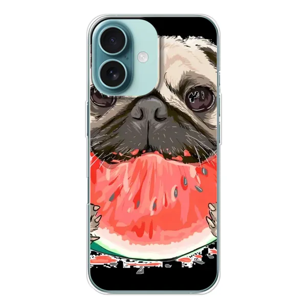 Чехол с рисунком «Смешной Мопс» для iPhone 16 Чехол с рисунком «Смешной Мопс» для iPhone 16