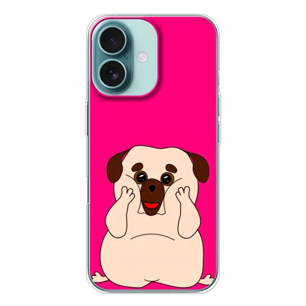 Чехол с рисунком «Веселый Мопсик» для iPhone 16 Чехол с рисунком «Веселый Мопсик» для iPhone 16