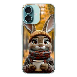 Друкований чохол 'Звірята з кавою' для iPhone 16 (Зайчик з кавою)