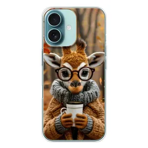 Друкований чохол 'Звірята з кавою' для iPhone 16 (Жираф з кавою)