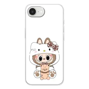 Чехол с принтом Лабубу для iPhone 16е (Белый Лабубу)