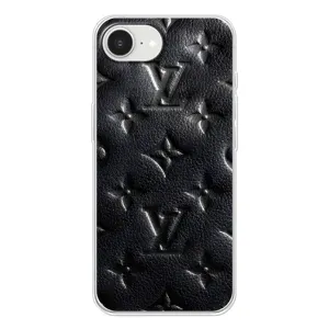 Текстурный Чехол Louis Vuitton для Айфон 16е (Черный ЛВ)