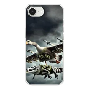 Чехол с мемами тралалело тралала для iPhone 16е (Гусини и крокодило)