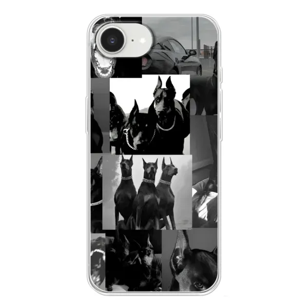 Чехол с рисунком «Коллаж Доберман» для iPhone 16e