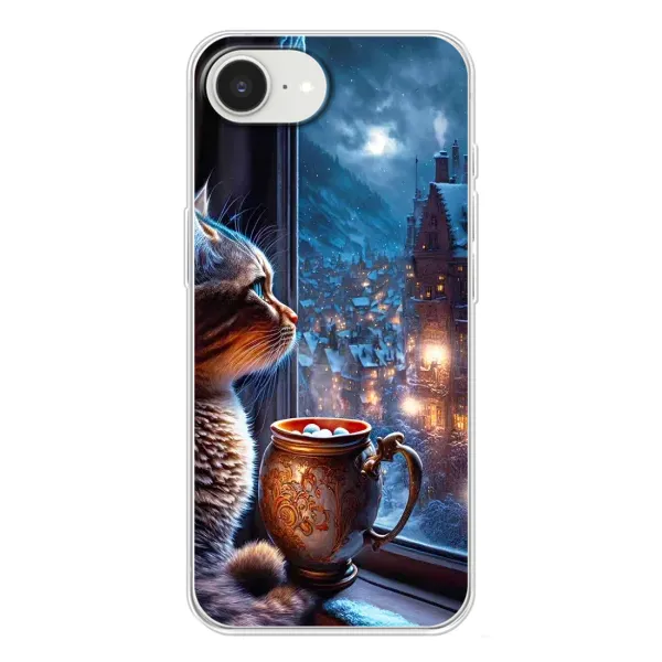 Чехол с рисунком «Кот новогодний» для iPhone 16e