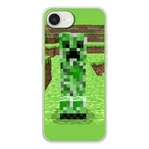 Чехлы для iPhone 16е (Персонажи Майн Крафт) (Крипер 2)