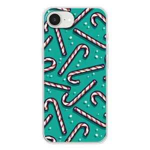 Силиконовый бампер на рождество для iPhone 16е (Леденцы)