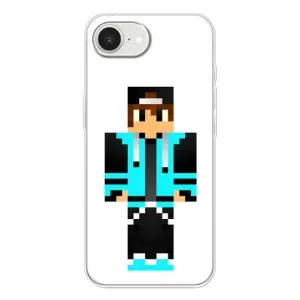 Чехлы для iPhone 16е (Персонажи Майн Крафт) (Мальчик в голубом)