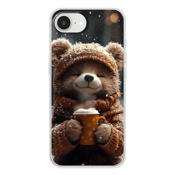 Чохол з малюнком «Ведмедик з кавою» для iPhone 16e Чохол з малюнком «Ведмедик з кавою» для iPhone 16e