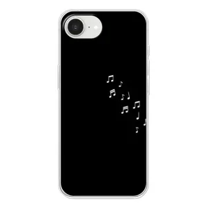 Чехол с картинками на черном фоне для iPhone 16е (Ноты)