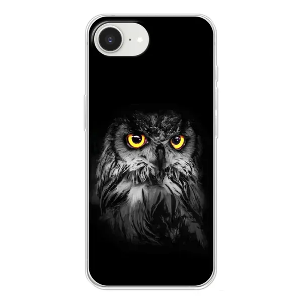 Чехол с рисунком «Сова на чёрном» для iPhone 16e Чехол с рисунком «Сова на чёрном» для iPhone 16e