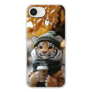 Друкований чохол 'Звірята з кавою' для iPhone 16e (Тигр з кавою)