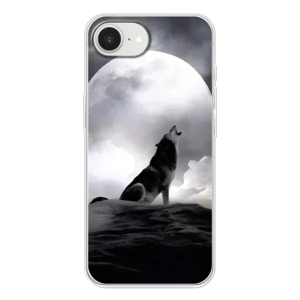 Чехол с рисунком «Волк и луна» для iPhone 16e Чехол с рисунком «Волк и луна» для iPhone 16e