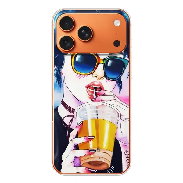 Чехол с рисунком «Девушка с коктейлем» для iPhone 17 Pro Max Чехол с рисунком «Девушка с коктейлем» для iPhone 17 Pro Max