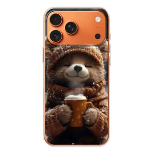 Печатный чехол «Зверята с кофе» для iPhone 17 Pro Max (Медвежонок с кофе)