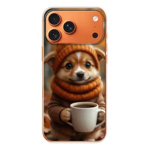Печатный чехол «Зверята с кофе» для iPhone 17 Pro Max (Собачка с кофе)