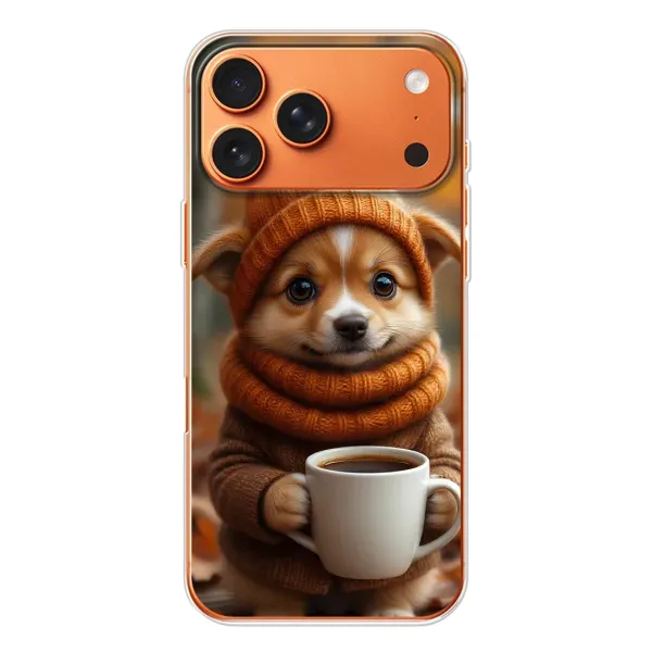 Чехол с рисунком «Собачка с кофе» для iPhone 17 Pro Max Чехол с рисунком «Собачка с кофе» для iPhone 17 Pro Max
