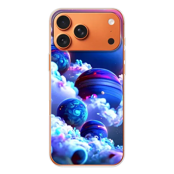 Чехол с рисунком «Синие планеты» для iPhone 17 Pro Max