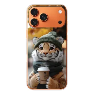 Печатный чехол «Зверята с кофе» для iPhone 17 Pro Max (Тигр с кофе)