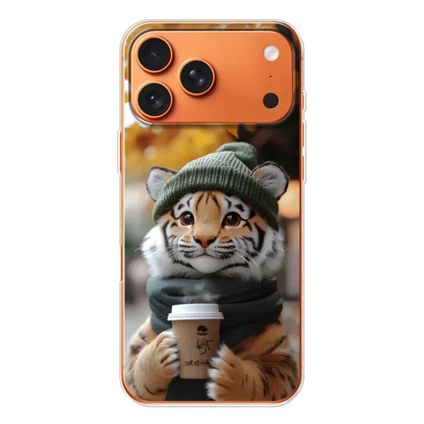 Чехол с рисунком «Тигр с кофе» для iPhone 17 Pro Max Чехол с рисунком «Тигр с кофе» для iPhone 17 Pro Max