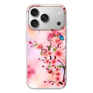 Чехол с принтом САКУРЫ на iPhone 17 Pro (Бабочки на сакуре)